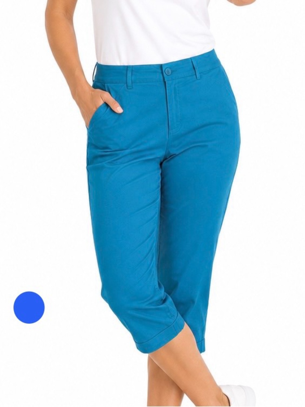 St. John’s Bay Capri Pants Women’s Size 10 Blue Stretch Cotton Mid Rise Casual
